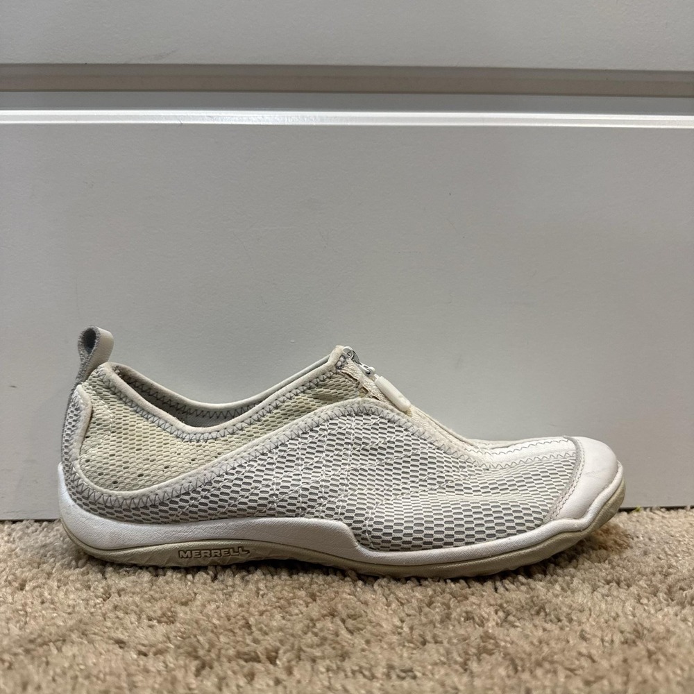 Merrell Lorelei Zip Shoes Womens Size 7.5 White Mesh Walking Comfort Sneakers